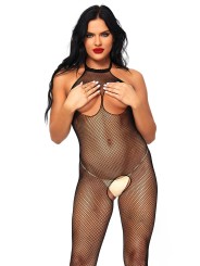 Feel Me Catsuit with Open Cups and Crotch - Black