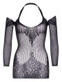 Twist Halter Lace Dress - Black