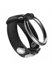 Leather and Steel Cock and Ball Ring
