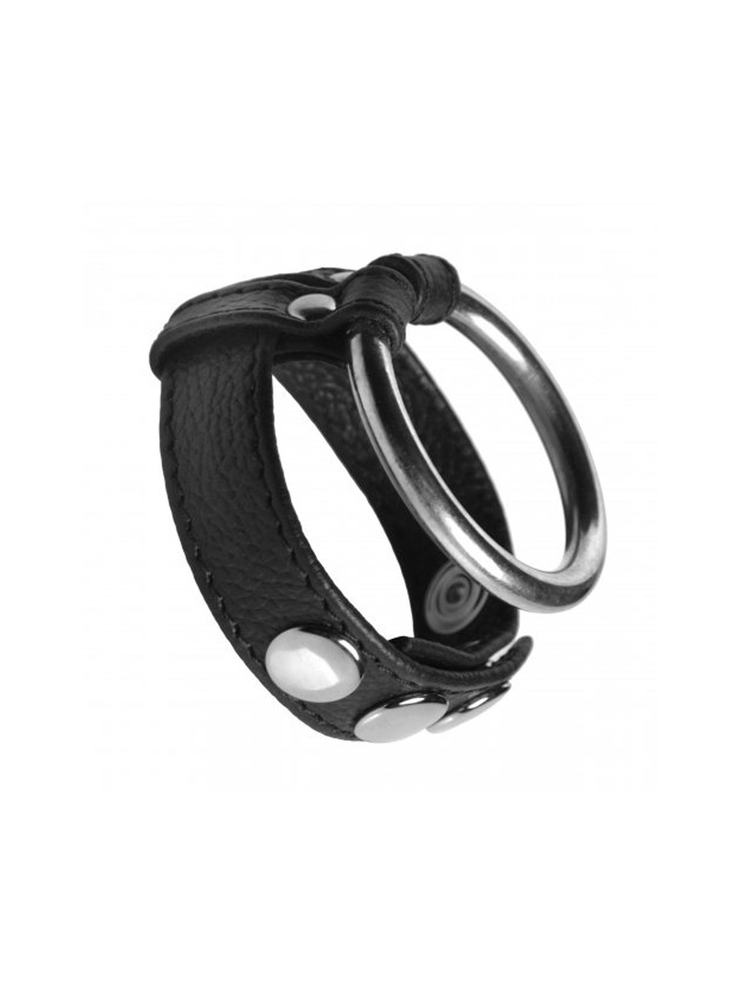 Leather and Steel Cock and Ball Ring
