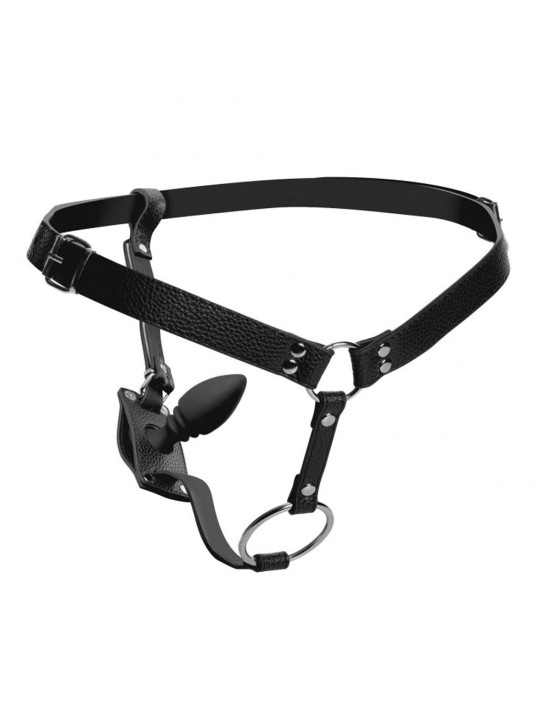 Harness With Cock Ring And Anal Plug