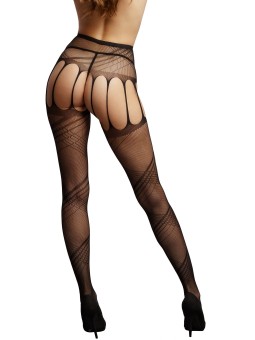 Open kruis Net Panty met Design zwart