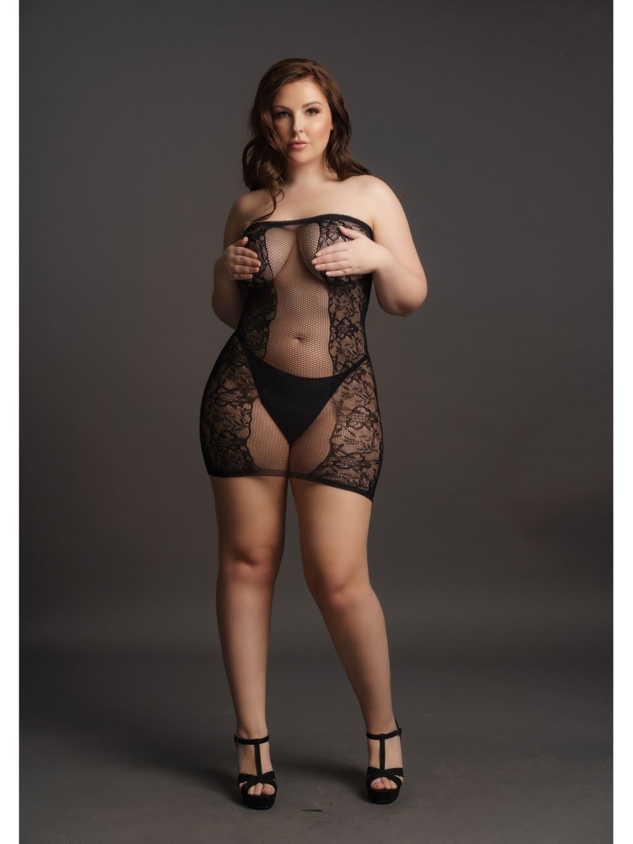 Strapless jurkje Curvy - zwart