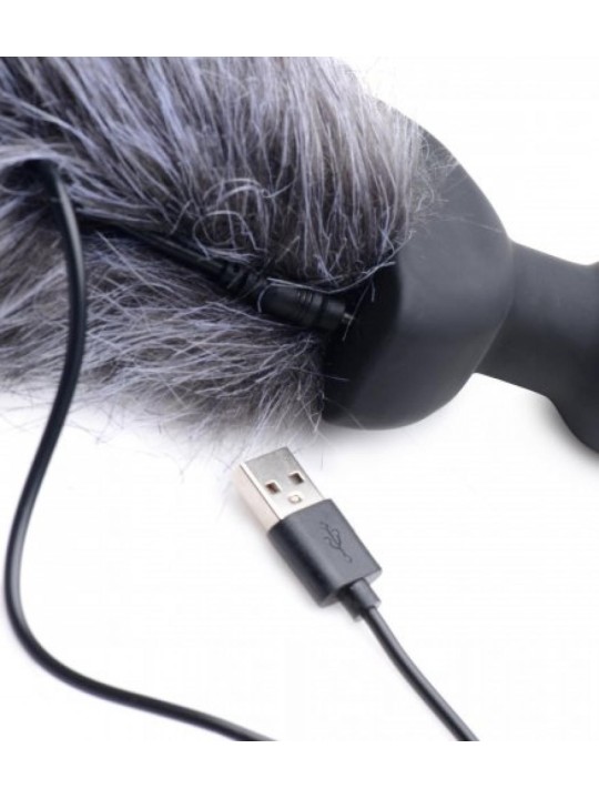 Vibrerende Anaal Plug Met Vossenstaart - Grijs