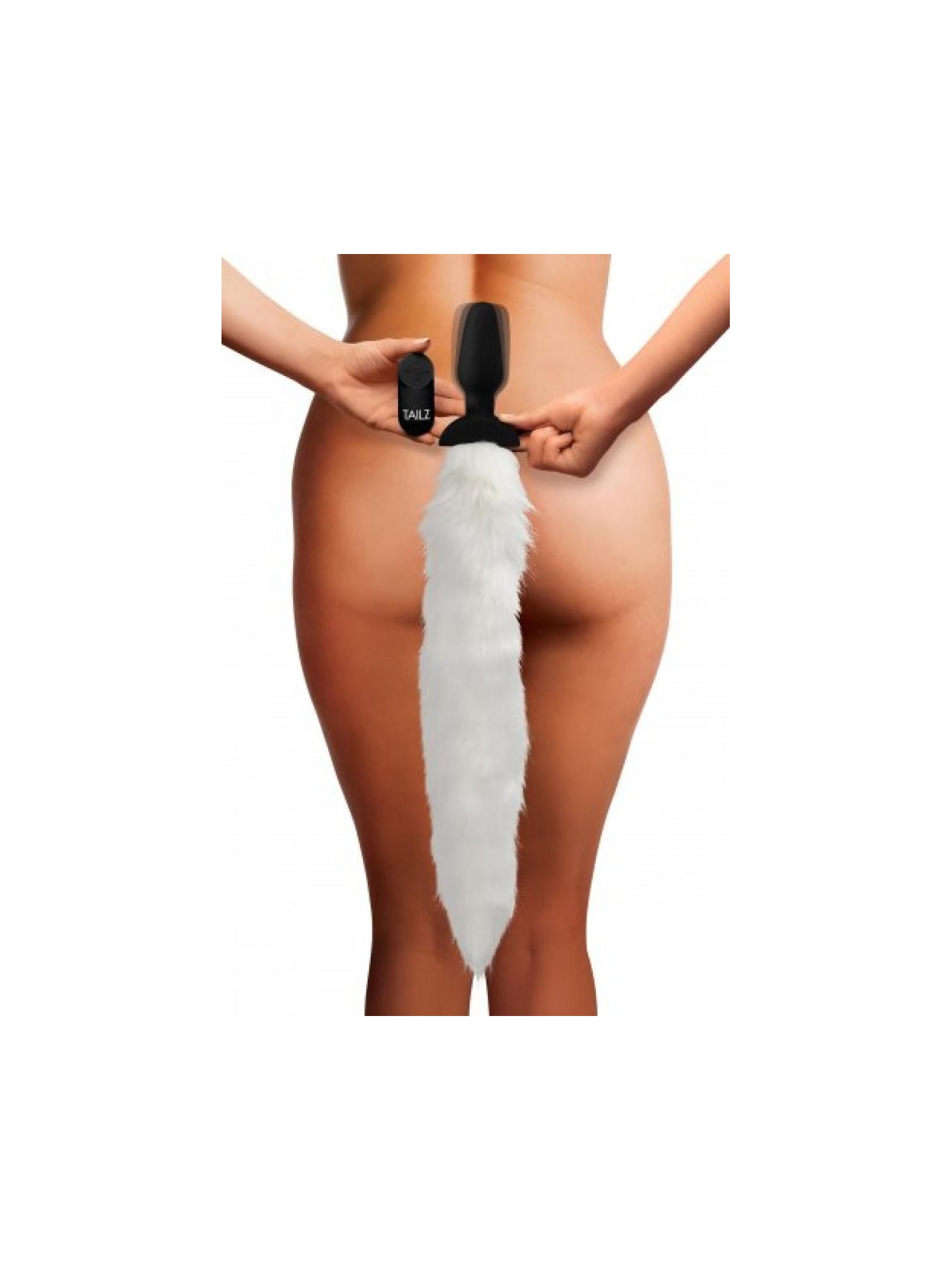 Vibrating Anal Plug With Fox Tail - White