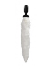 Vibrating Anal Plug With Fox Tail - White