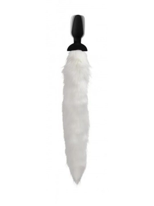 Vibrating Anal Plug With Fox Tail - White