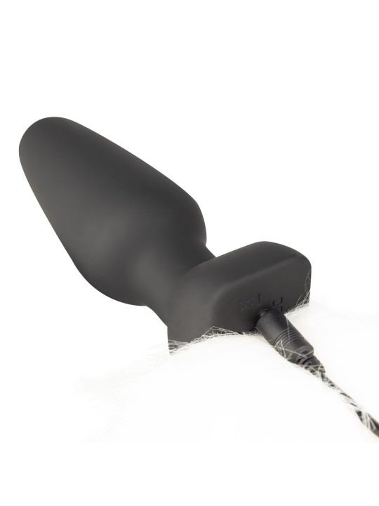 Vibrating Anal Plug With Fox Tail - White