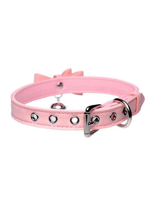 Golden Kitty Collar Met Kattenbelletje - Roze/Zilver