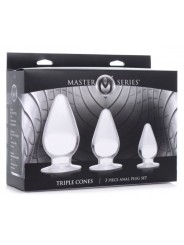 Master Series - Triple Cones Anaalplug Set van 3 - Transparant
