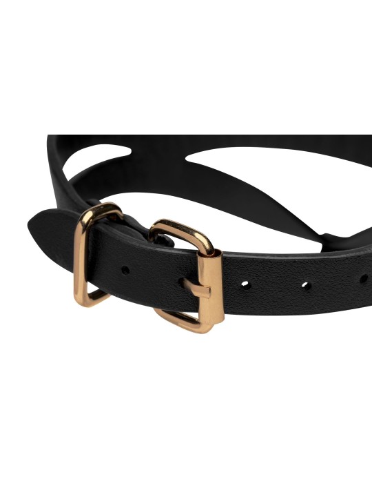 Bondage Baddie Collar Met O-ring - Zwart/Goud