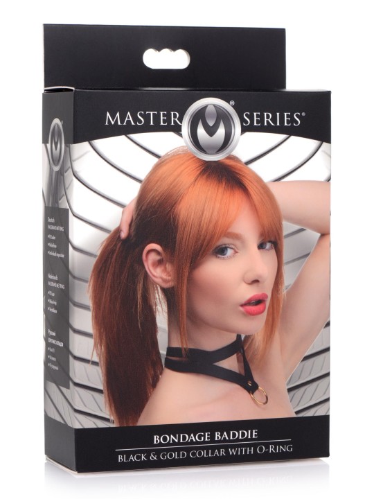 Bondage Baddie Collar Met O-ring - Zwart/Goud
