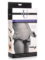 Power Pegger Dubbele Strap-On Vibrator - Zwart