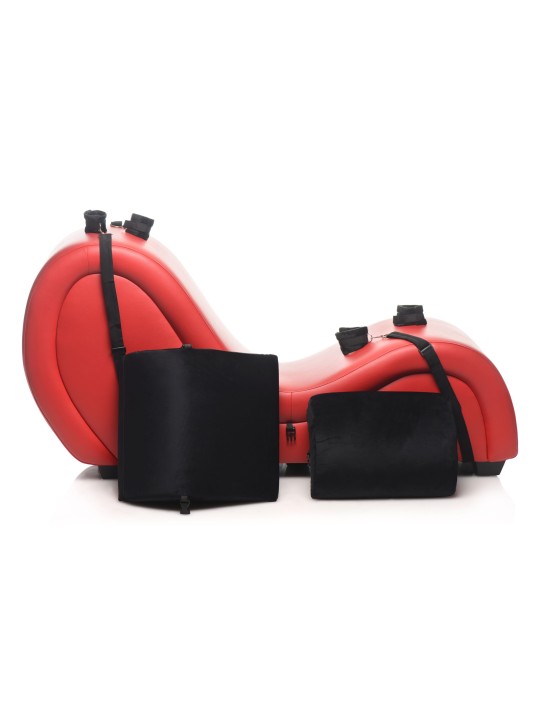 Kinky Seks Sofa Met Boeien en Positie Kussens - Zwart/Rood