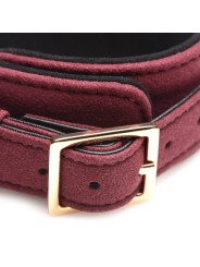 Master Series - 6-delige BDSM Suede Boeienset Met Collar En Riem - Bordeaux