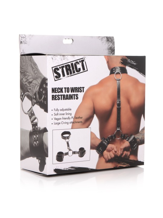 Strict - Halsband Met Polsboeien Restraint Set - Zwart