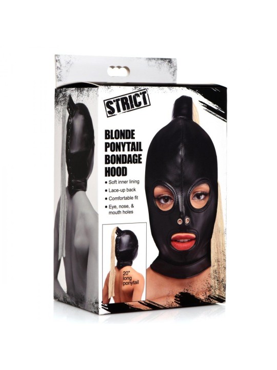 Ponytail Bondage Hood - Zwart