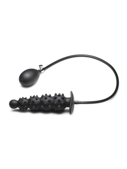 Master Series - Geribbelde Opblaasbare Anaalplug - Zwart