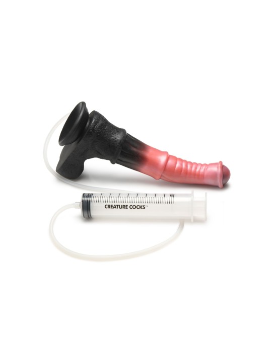 Creature Cocks - Centaur Explosie Spuitende Siliconen Dildo - Zwart/Rood