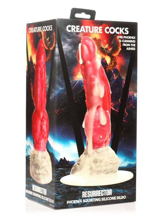 XR Brands - Resurrector Phoenix Spuitende Siliconen Dildo - Rood/Wit