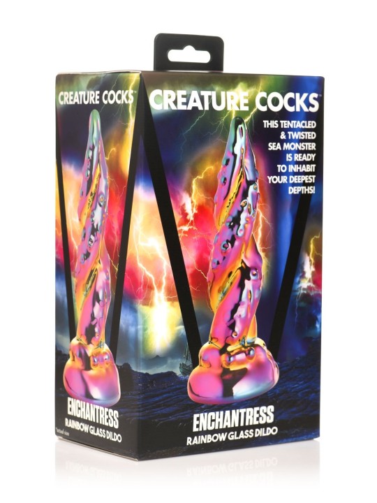 Creature Cocks - Betoverende Regenboog Glazen Dildo - Geel & Roze