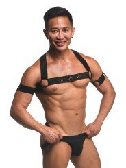 XR Brands - Chest Harness with Armbands - Black