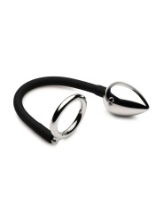 Master Series - Tug + Plug Cock & Ball Ring met Anaalplug - Zwart&Zilver