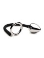 Master Series - Tug + Plug Cock & Ball Ring met Anaalplug - Zwart&Zilver