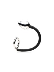 Master Series - Tug + Plug Cock & Ball Ring met Anaalplug - Zwart&Zilver
