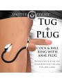 Master Series - Tug + Plug Cock & Ball Ring met Anaalplug - Zwart&Zilver