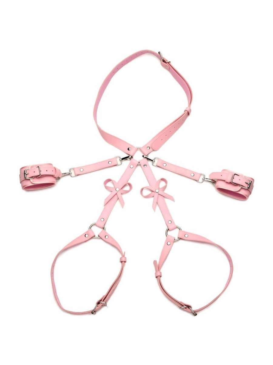 Bondageharnas met strikken M/L - Roze