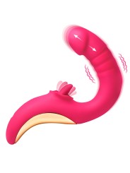 XR Brands - Tease & Please Licking & Thrusting Vibrator - Pink