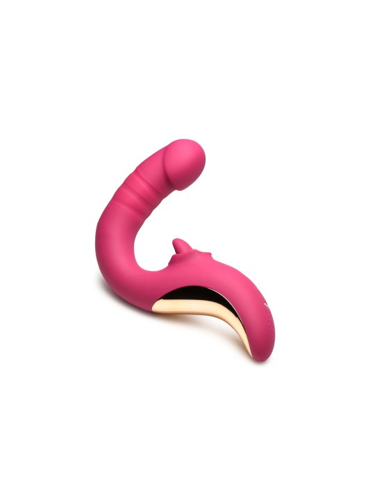 XR Brands - Tease & Please Licking & Thrusting Vibrator - Pink