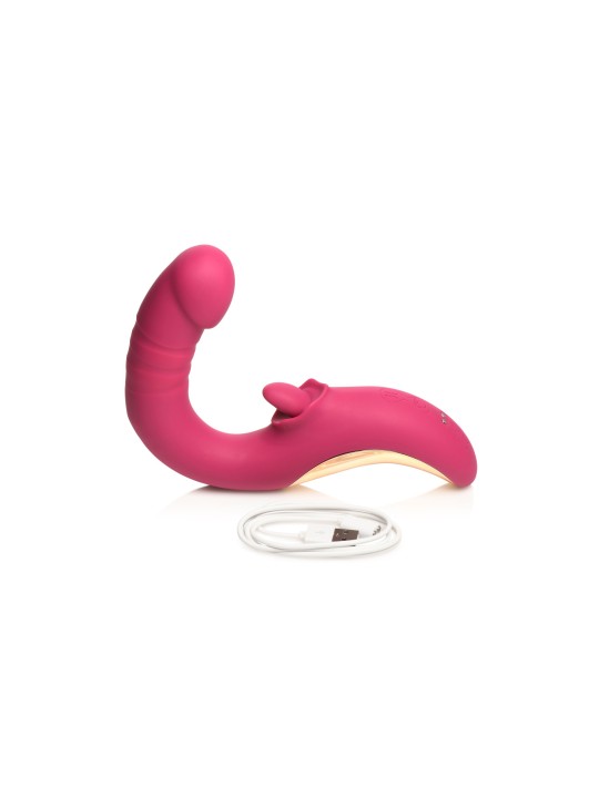 XR Brands - Tease & Please Licking & Thrusting Vibrator - Pink
