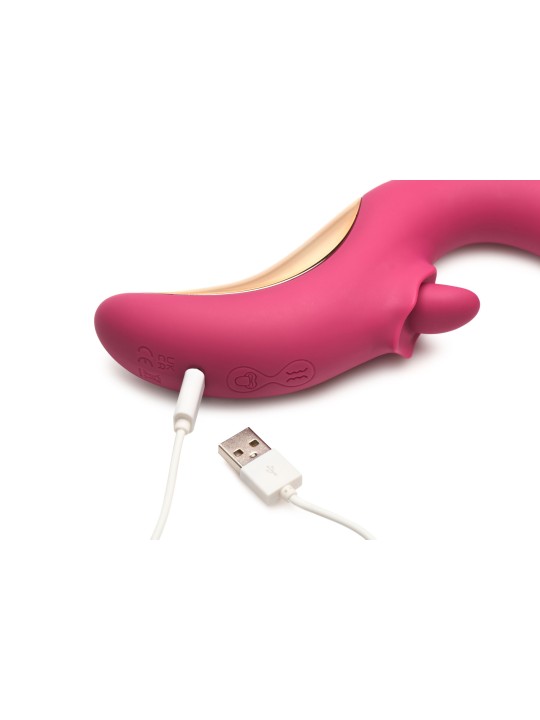 XR Brands - Tease & Please Licking & Thrusting Vibrator - Pink