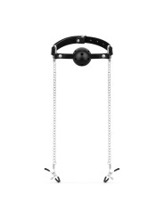 Bedroom Fantasies - Ball Gag met Tepelklemmen - Zwart