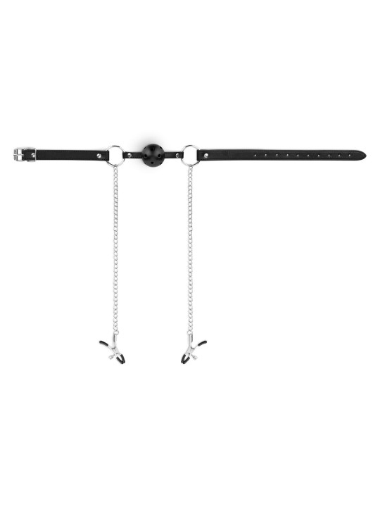 Bedroom Fantasies - Ball Gag met Tepelklemmen - Zwart