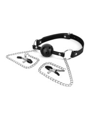 Bedroom Fantasies - Ball Gag met Tepelklemmen - Zwart