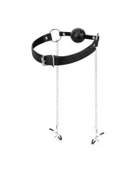 Bedroom Fantasies - Ball Gag met Tepelklemmen - Zwart