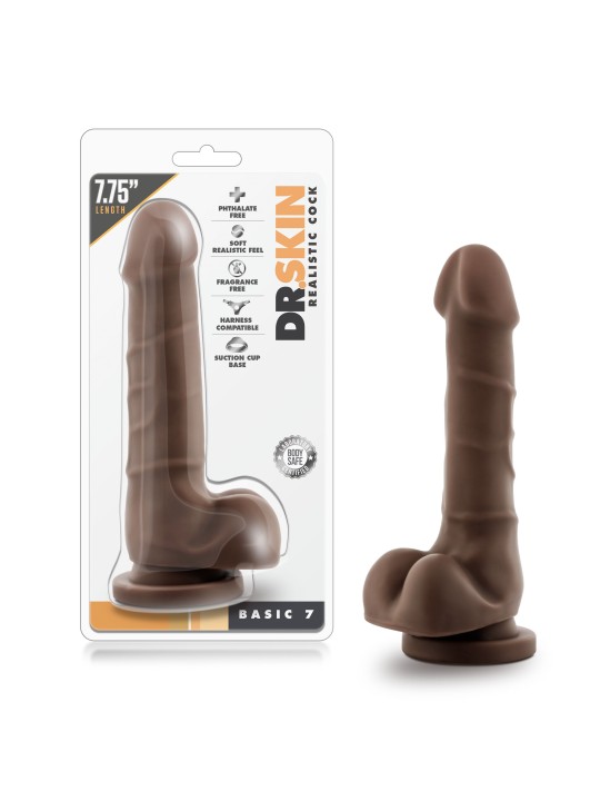 Dr. Skin - Realistische Dildo Met Zuignap 20 cm - Chocolate