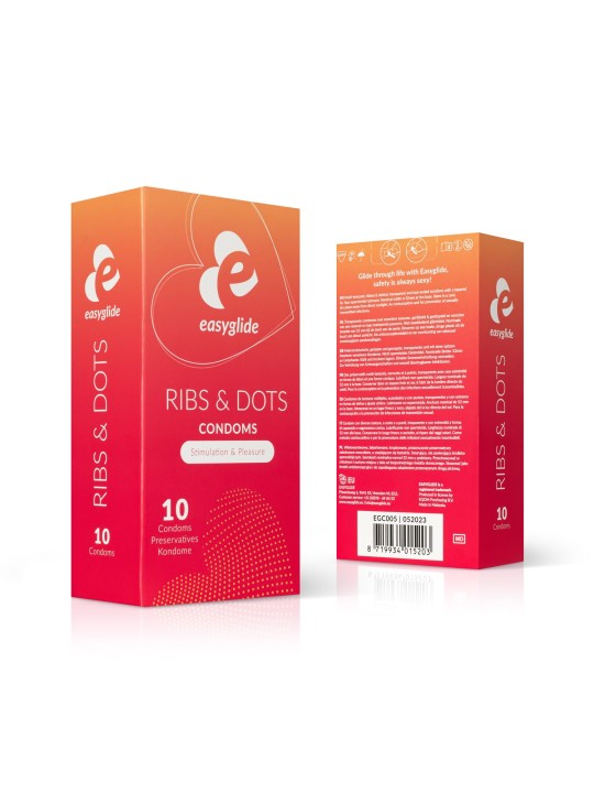 EasyGlide - Ribs and Dots Condoms - 10 pieces
