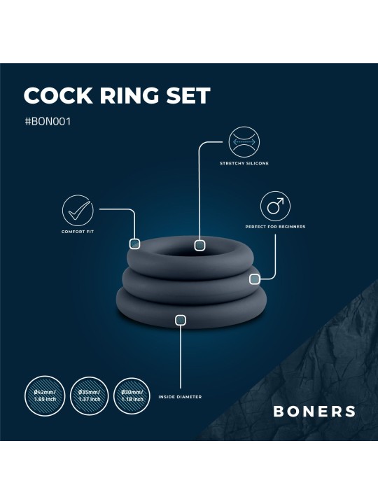 Boners 3-Delige Cockringen Set - Grijs