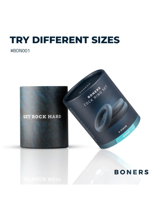 Boners 3-Delige Cockringen Set - Grijs