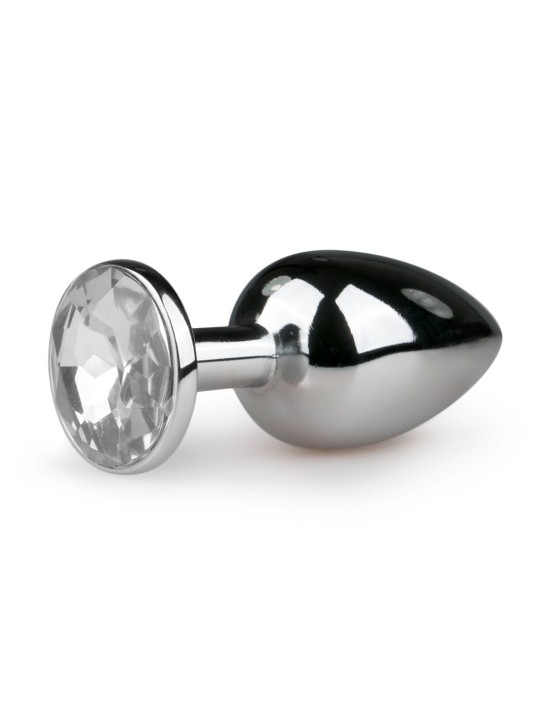 Metal Butt Plug Silver/Clear - S