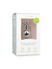 Metal Butt Plug Silver/Clear - S