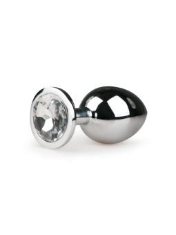 Metal Butt Plug Silver/Clear - M