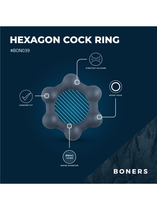 Boners Hexagon Cockring With Steel Balls