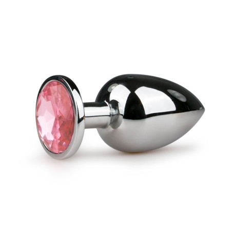 Metal Butt Plug Silver/Pink - L