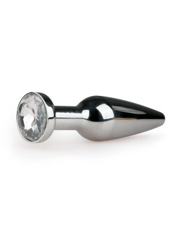Metalen Buttplug met Diamant Zilver - L