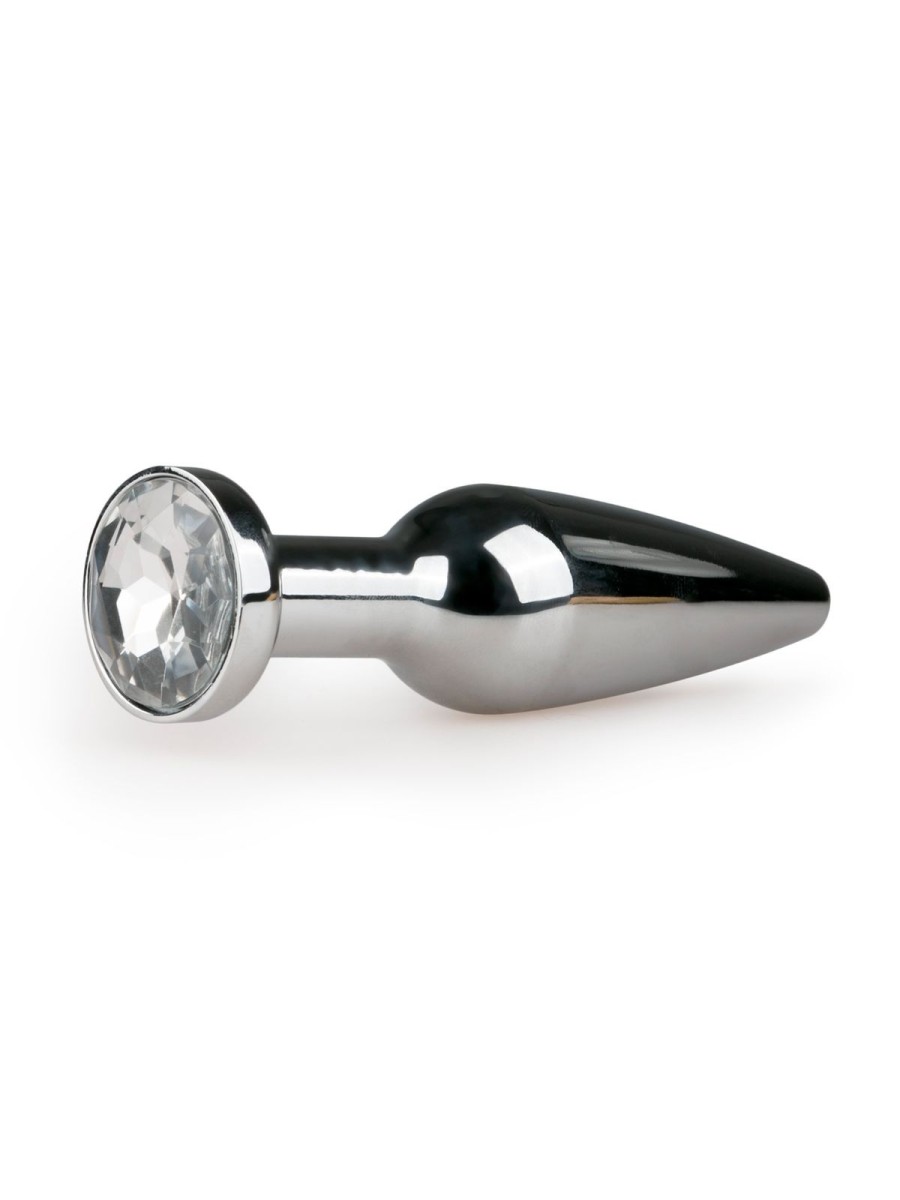 Metalen Buttplug met Diamant Zilver - L